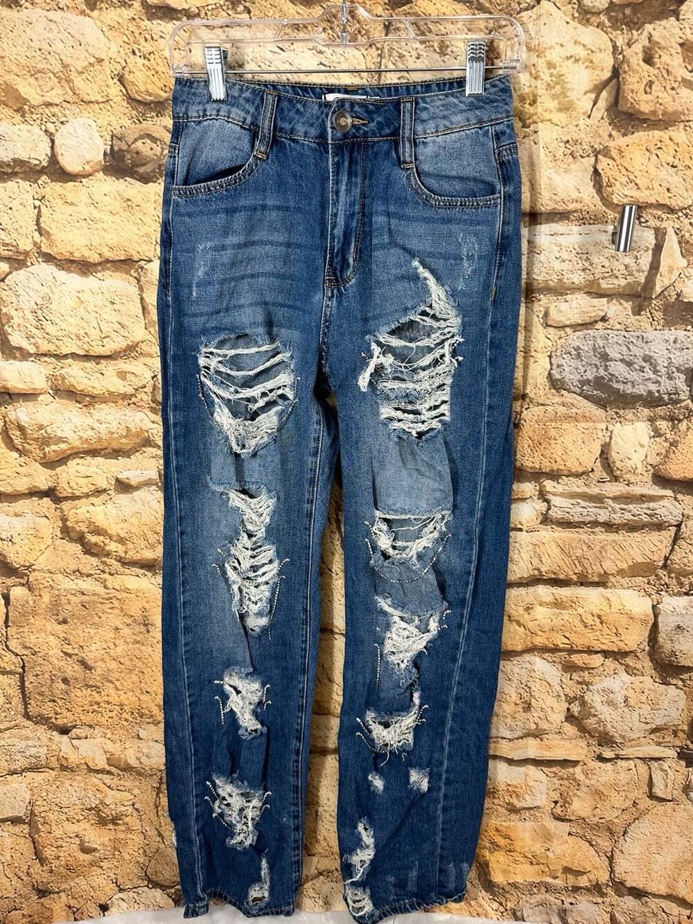 Rue 21 Distressed High Rise Skinny Jeans Size 4 Blue Denim
